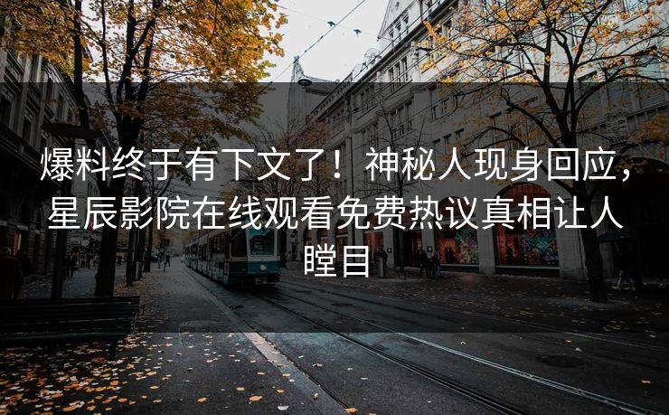 爆料终于有下文了！神秘人现身回应，星辰影院在线观看免费热议真相让人瞠目