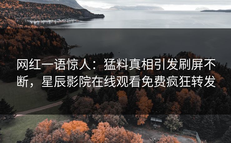 网红一语惊人：猛料真相引发刷屏不断，星辰影院在线观看免费疯狂转发