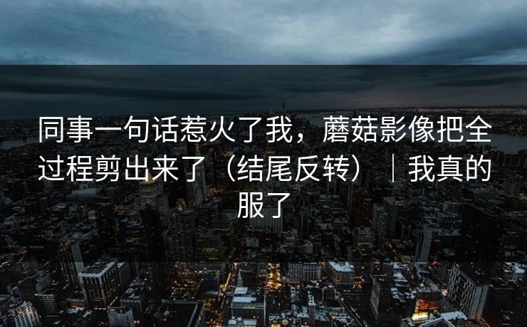 同事一句话惹火了我，蘑菇影像把全过程剪出来了（结尾反转）｜我真的服了